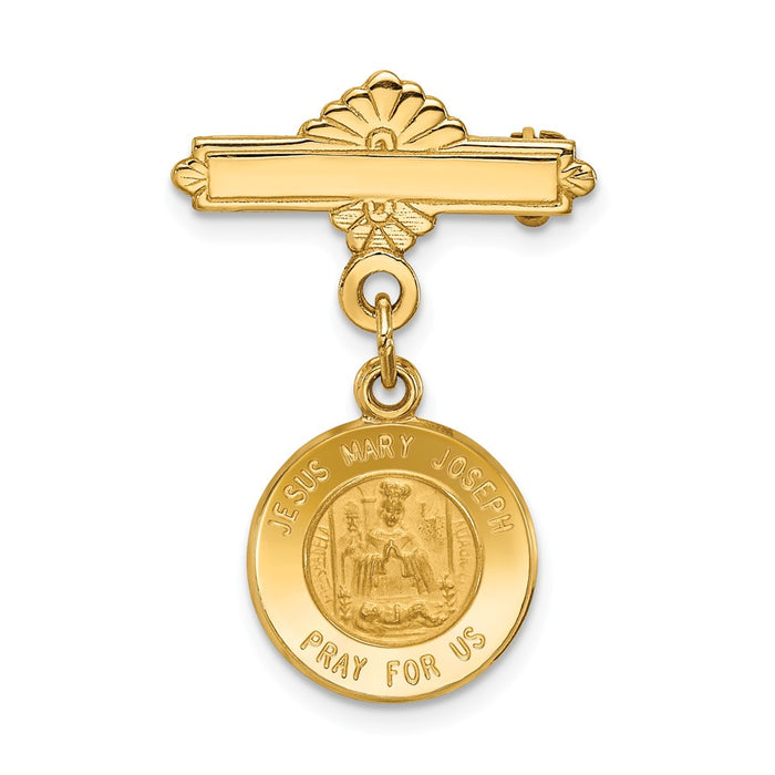 14k Yellow Gold Holy Family Medal Pin