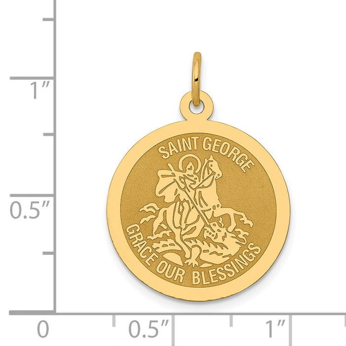 Million Charms 14K Yellow Gold Themed Religious Saint George Medal Charm