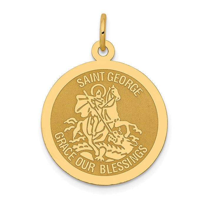 Million Charms 14K Yellow Gold Themed Religious Saint George Medal Charm