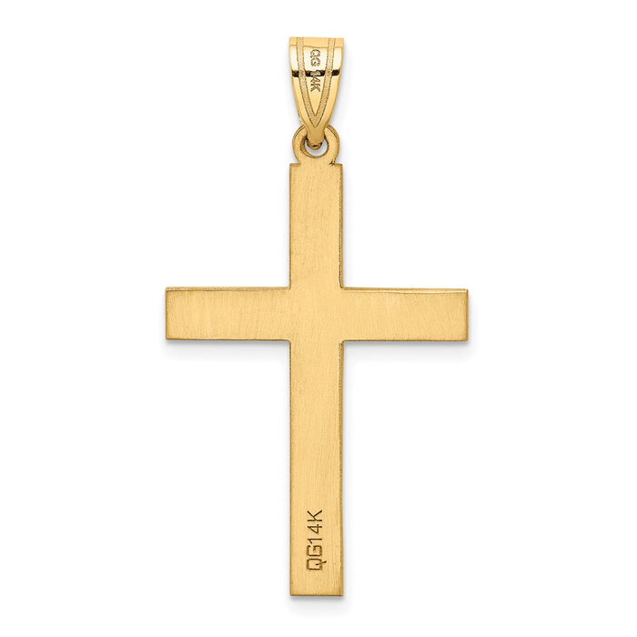 Million Charms 14K Yellow Gold Themed Polished .02Ct. Diamond Relgious Cross Pendant