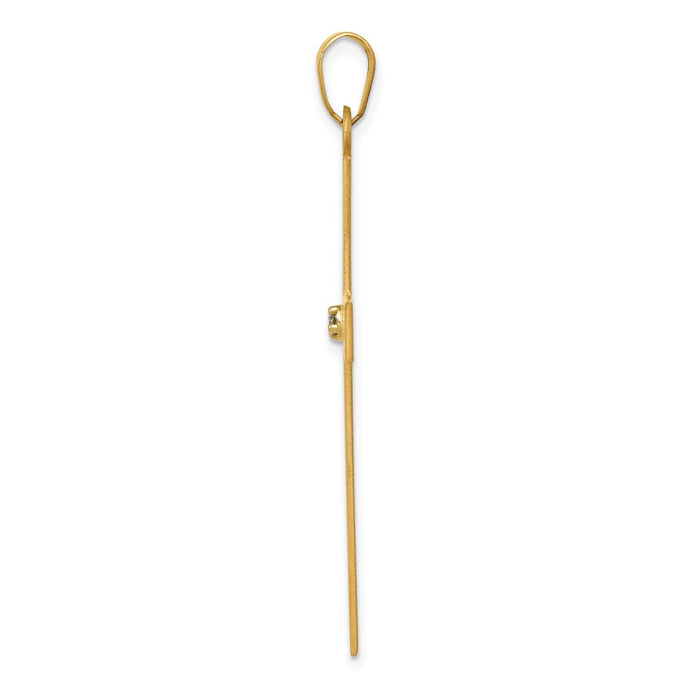 Million Charms 14K Yellow Gold Themed Polished .03Ct. Diamond Relgious Cross Pendant