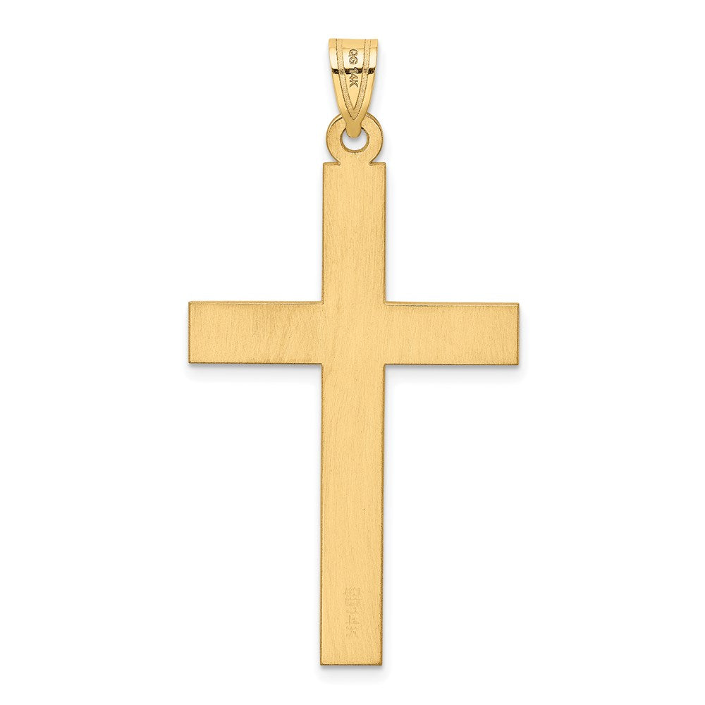 Million Charms 14K Yellow Gold Themed Polished .03Ct. Diamond Relgious Cross Pendant