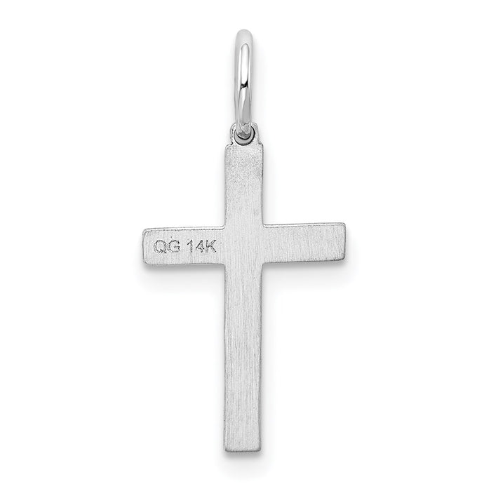 Million Charms 14K White Gold Themed Laser Designed Relgious Cross Charm