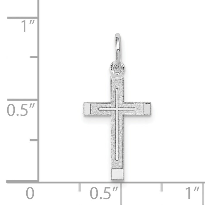 Million Charms 14K White Gold Themed Laser Designed Relgious Cross Charm