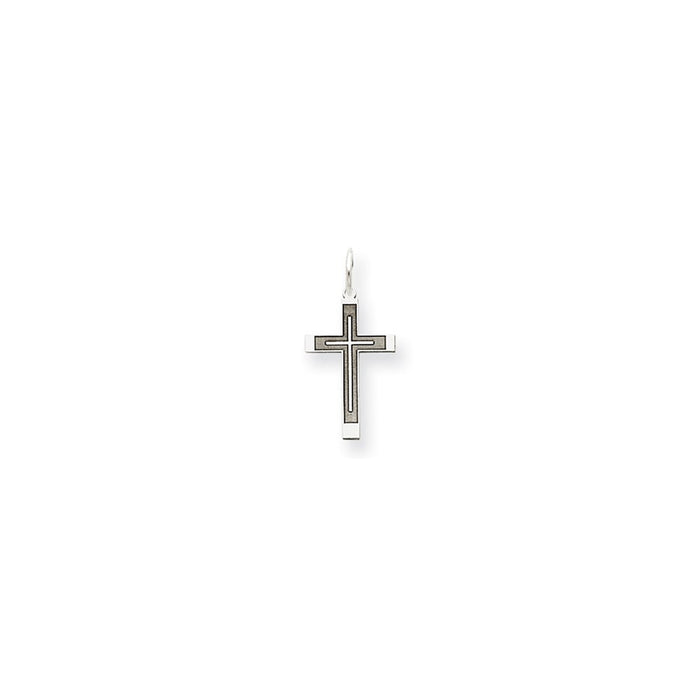 Million Charms 14K White Gold Themed Laser Designed Relgious Cross Charm