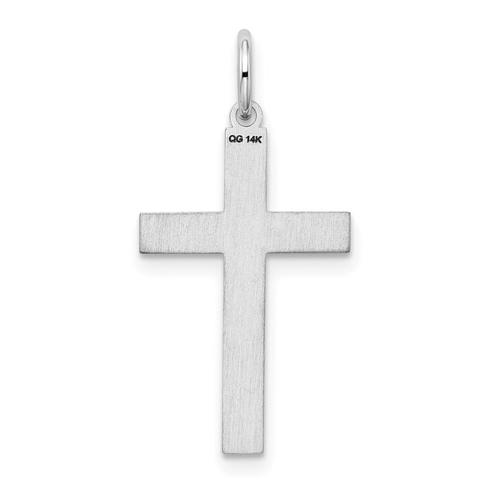 Million Charms 14K White Gold Themed Laser Designed Relgious Cross Pendant