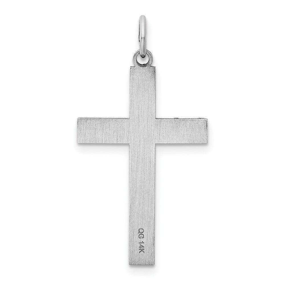 Million Charms 14K White Gold Themed Laser Designed Relgious Cross Pendant