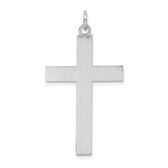 Million Charms 14K White Gold Themed Laser Designed Relgious Cross Pendant