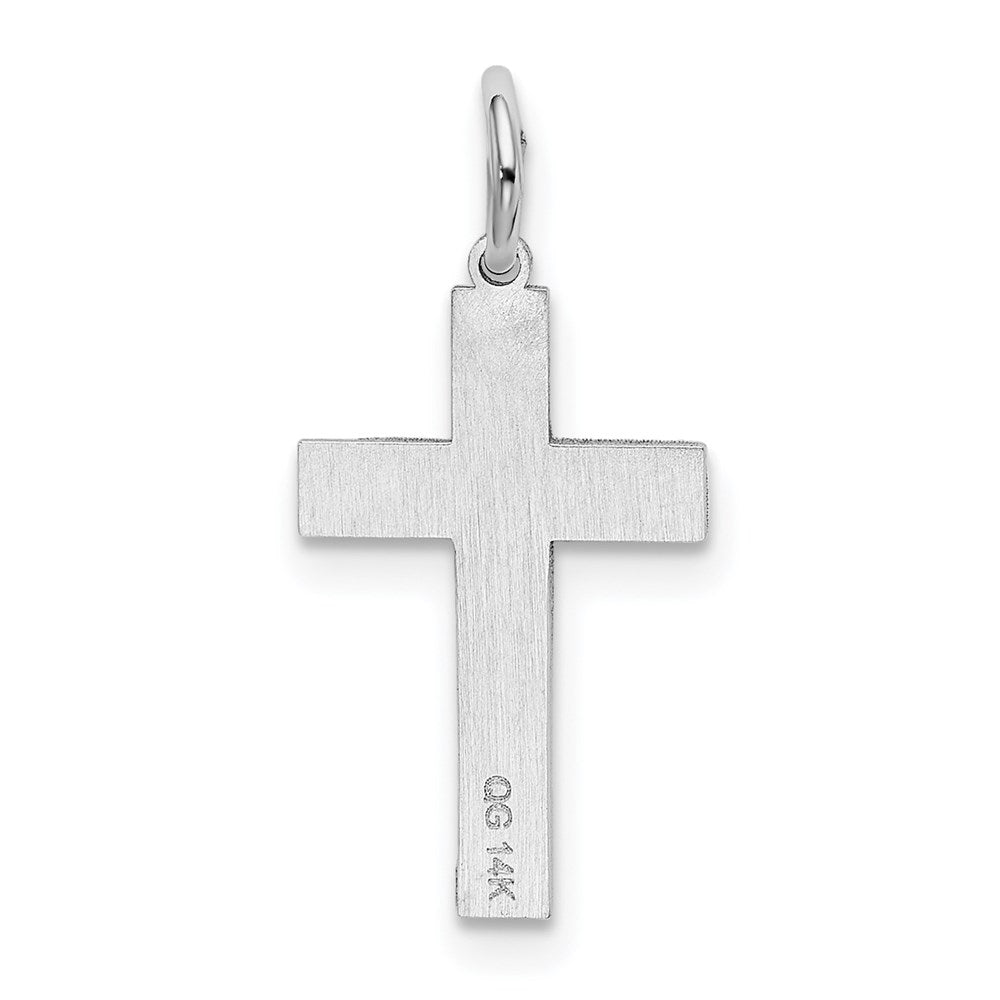 Million Charms 14K White Gold Themed Laser Designed Relgious Cross Charm