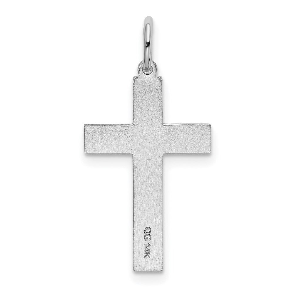 Million Charms 14K White Gold Themed Laser Designed Relgious Cross Charm