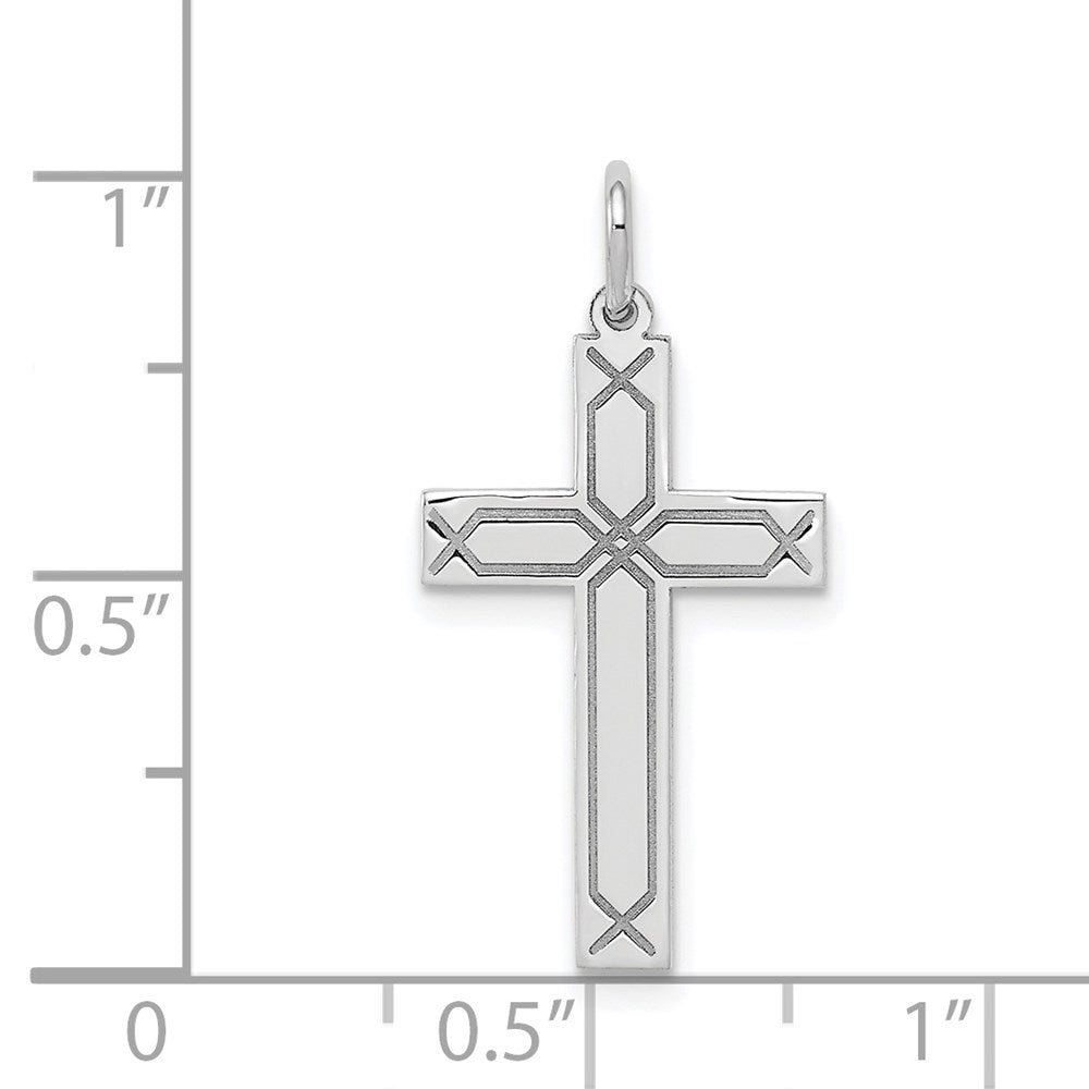 Million Charms 14K White Gold Themed Laser Designed Relgious Cross Charm