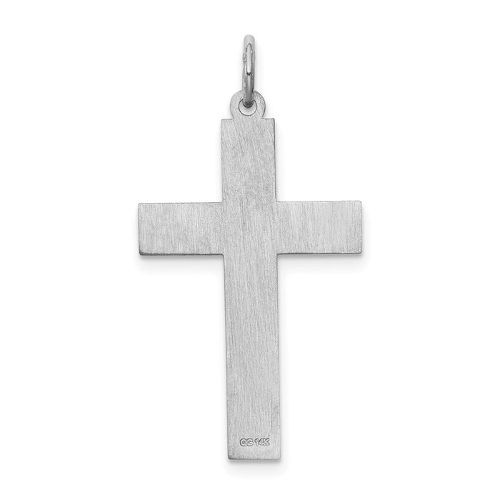 Million Charms 14K White Gold Themed Laser Designed Relgious Cross Pendant