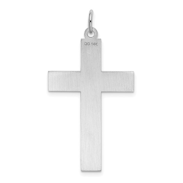 Million Charms 14K White Gold Themed Laser Designed Relgious Cross Pendant