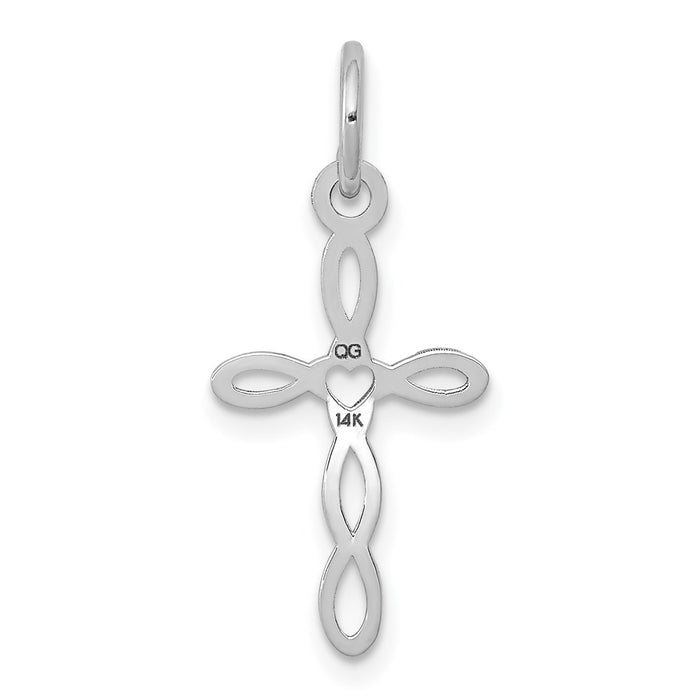 Million Charms 14K White Gold Themed Laser Designed Relgious Cross Pendant