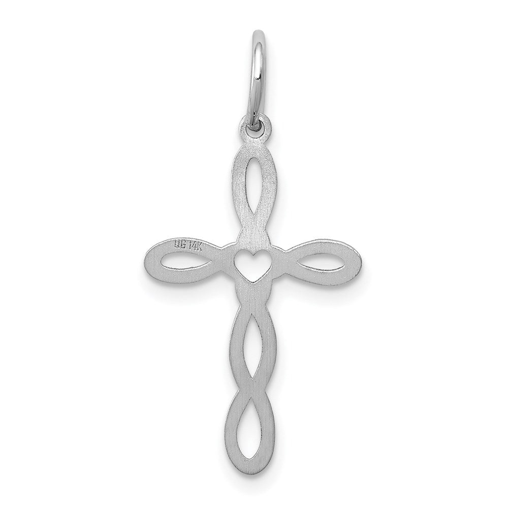 Million Charms 14K White Gold Themed Laser Designed Relgious Cross Charm