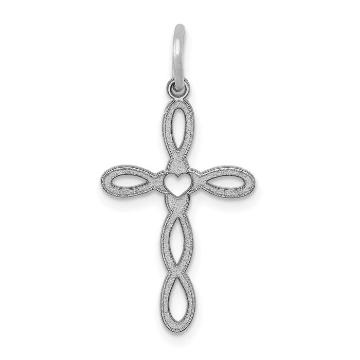 Million Charms 14K White Gold Themed Laser Designed Relgious Cross Charm