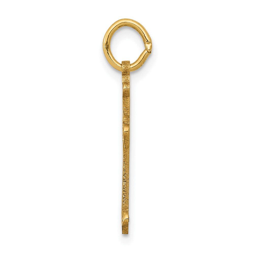Million Charms 14K Yellow Gold Themed Laser Designed Relgious Cross Charm
