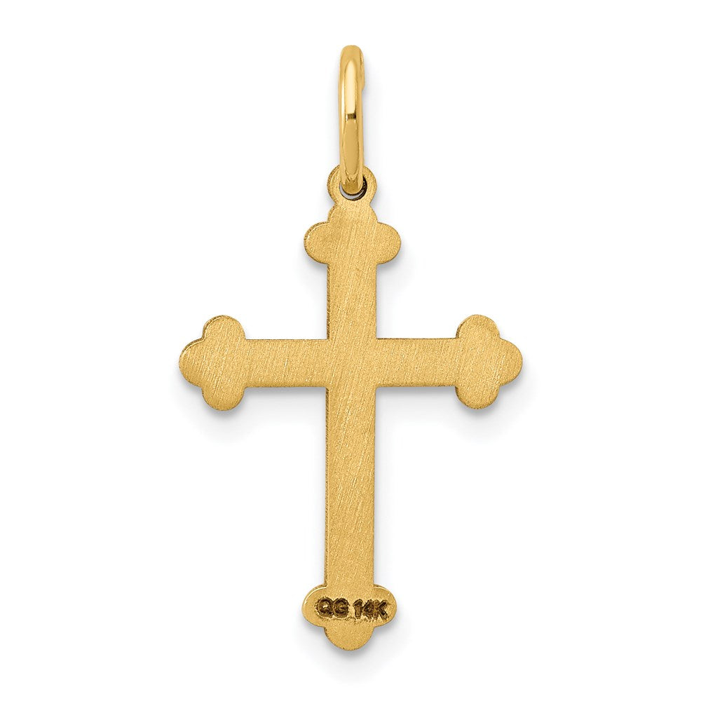 Million Charms 14K Yellow Gold Themed Laser Designed Relgious Cross Charm