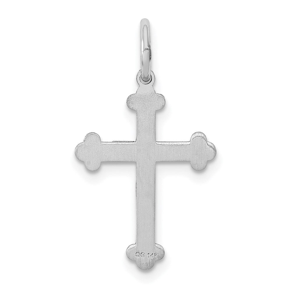 Million Charms 14K White Gold Themed Laser Designed Relgious Cross Charm