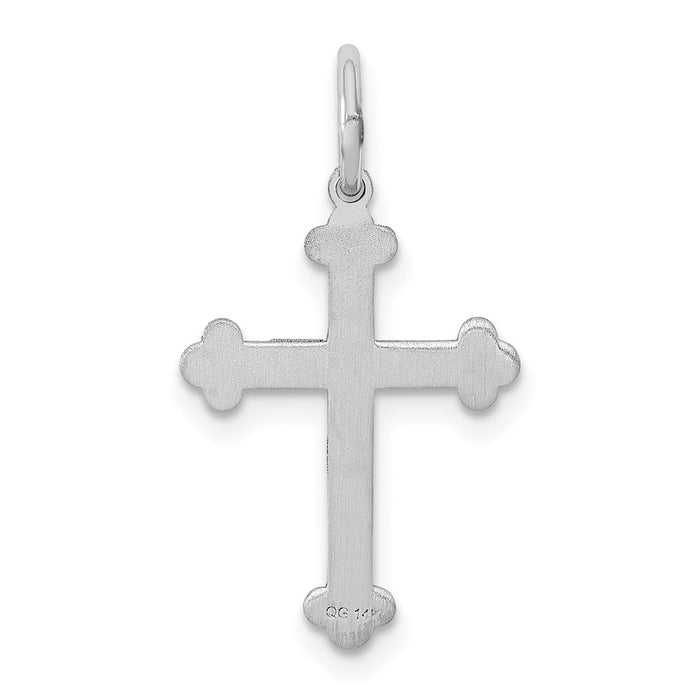 Million Charms 14K White Gold Themed Laser Designed Relgious Cross Charm