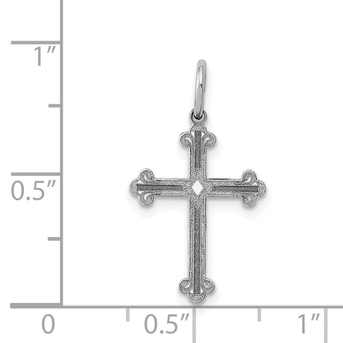 Million Charms 14K White Gold Themed Laser Designed Relgious Cross Charm