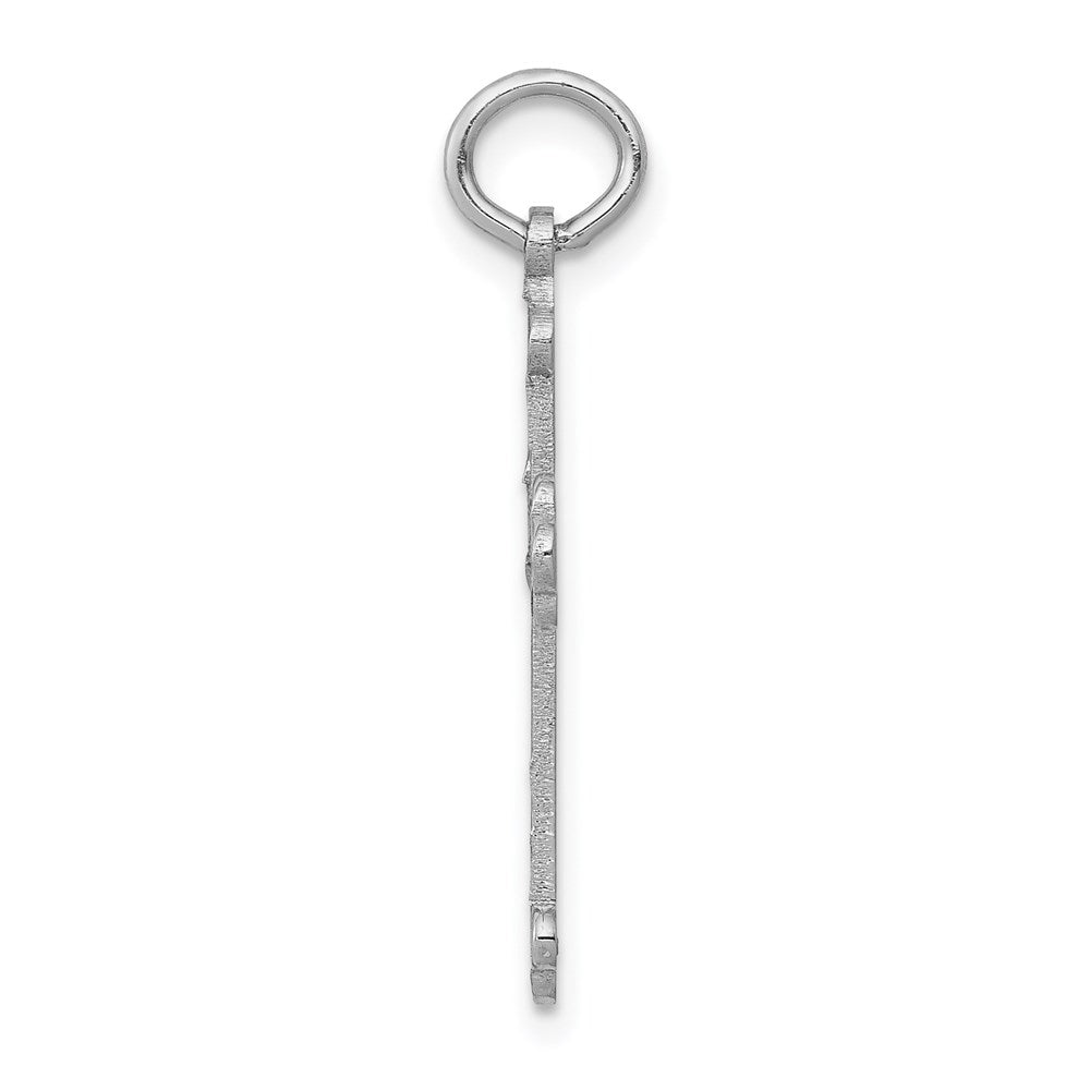 Million Charms 14K White Gold Themed Laser Designed Relgious Cross Pendant