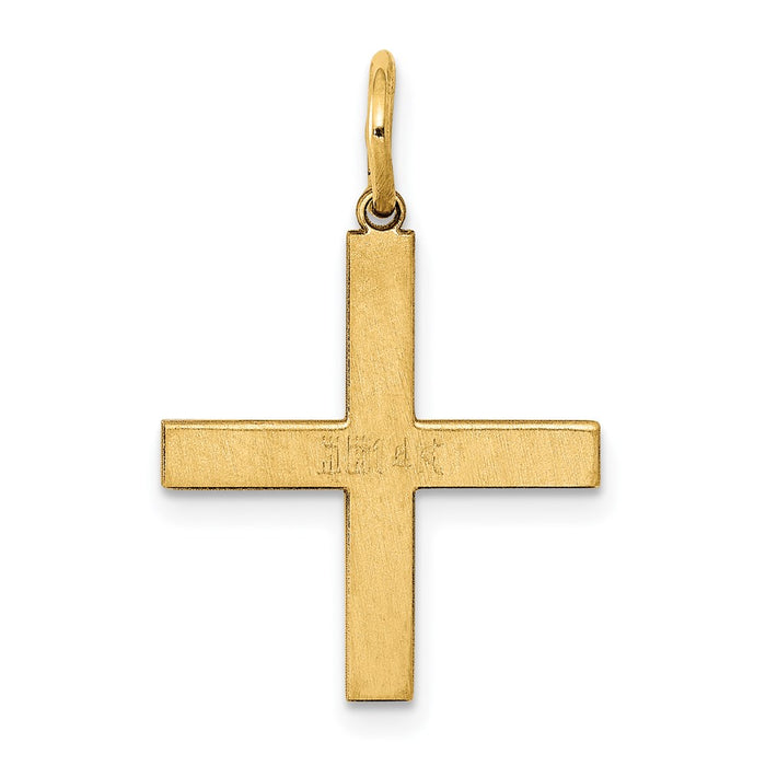 Million Charms 14K Yellow Gold Themed Laser Designed Relgious Cross Charm