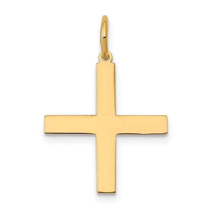 Million Charms 14K Yellow Gold Themed Laser Designed Relgious Cross Charm