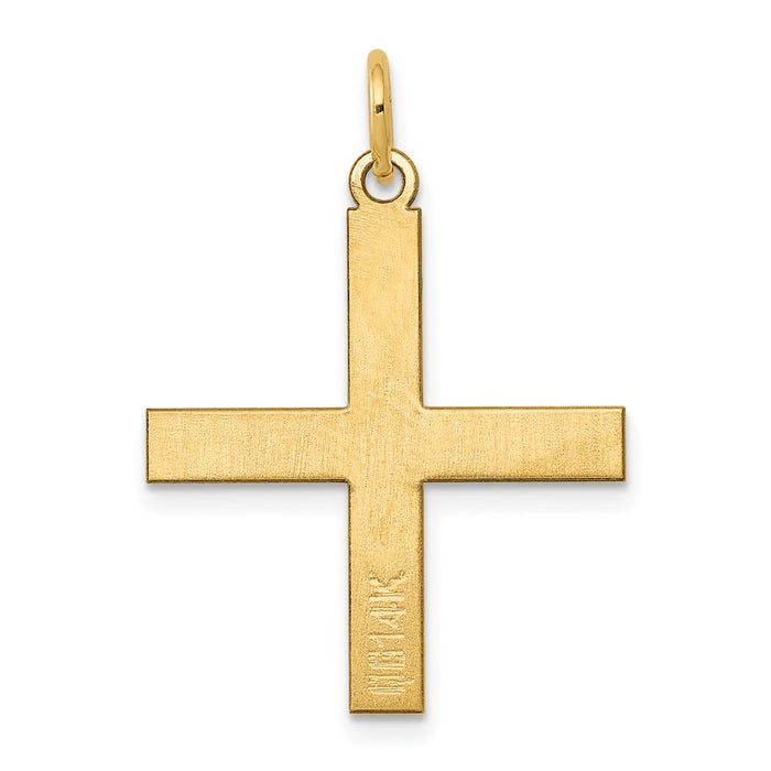 Million Charms 14K Yellow Gold Themed Laser Designed Relgious Cross Pendant