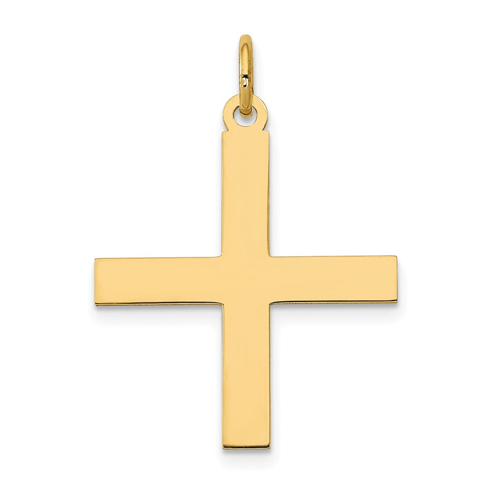 Million Charms 14K Yellow Gold Themed Laser Designed Relgious Cross Pendant