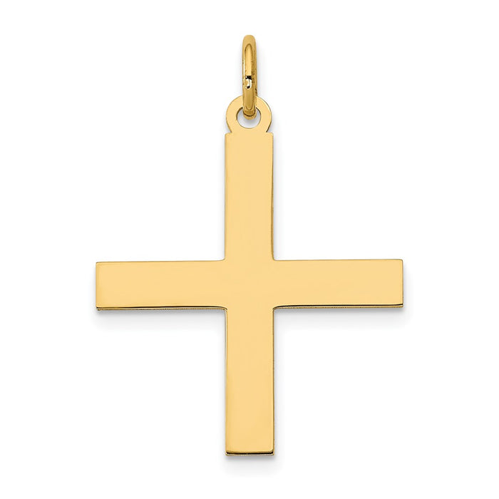 Million Charms 14K Yellow Gold Themed Laser Designed Relgious Cross Pendant