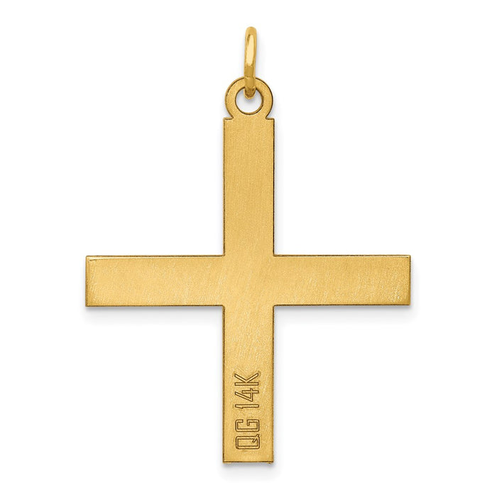 Million Charms 14K Yellow Gold Themed Laser Designed Relgious Cross Pendant