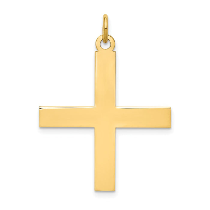 Million Charms 14K Yellow Gold Themed Laser Designed Relgious Cross Pendant