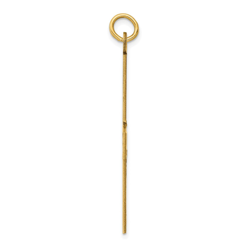Million Charms 14K Yellow Gold Themed Laser Designed Relgious Cross Pendant