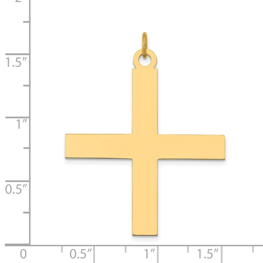 Million Charms 14K Yellow Gold Themed Laser Designed Relgious Cross Pendant