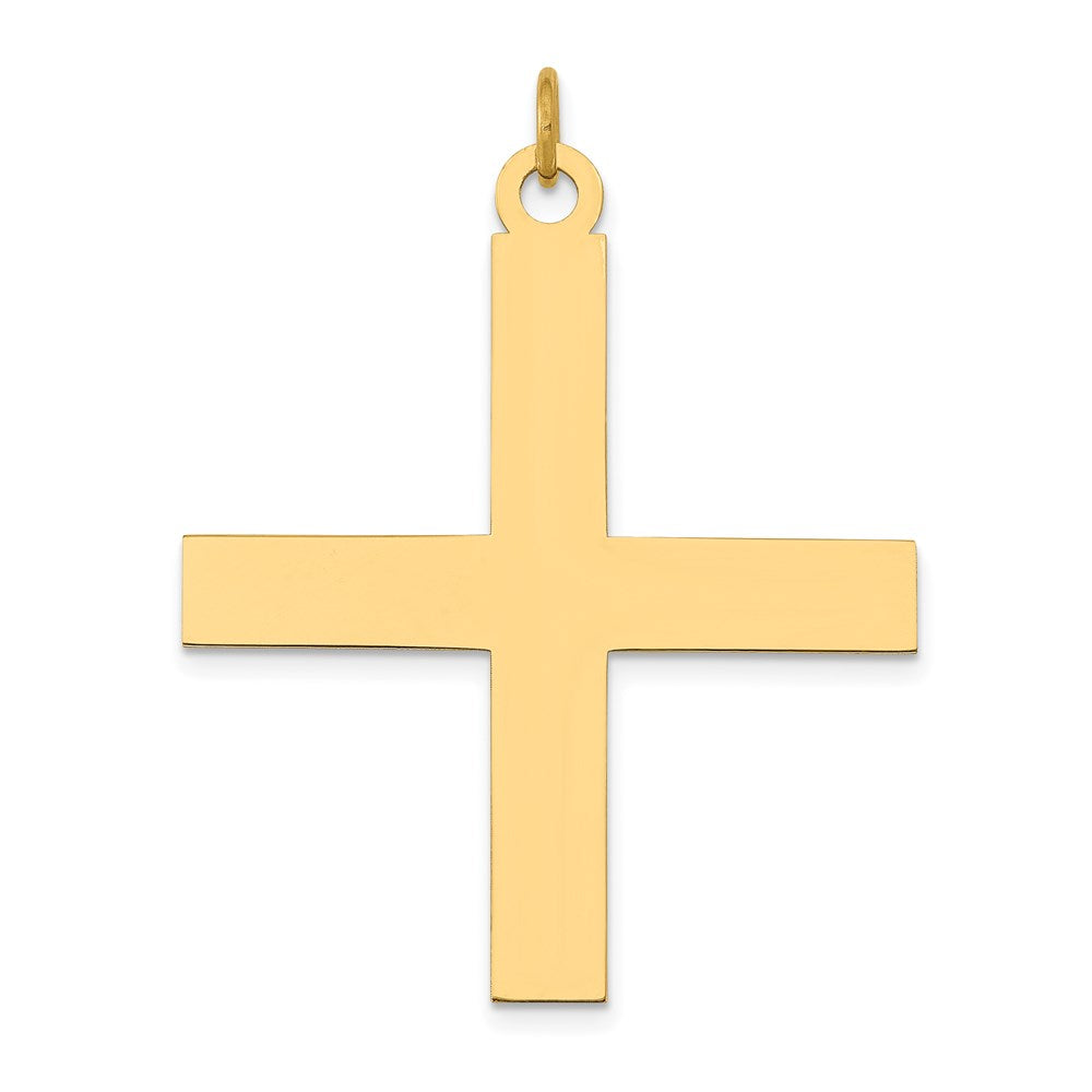 Million Charms 14K Yellow Gold Themed Laser Designed Relgious Cross Pendant