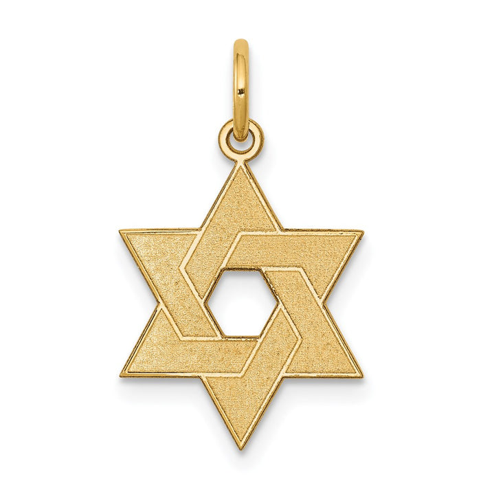 Million Charms 14K Yellow Gold Themed Laser Designed Religious Jewish Star Of David Charm