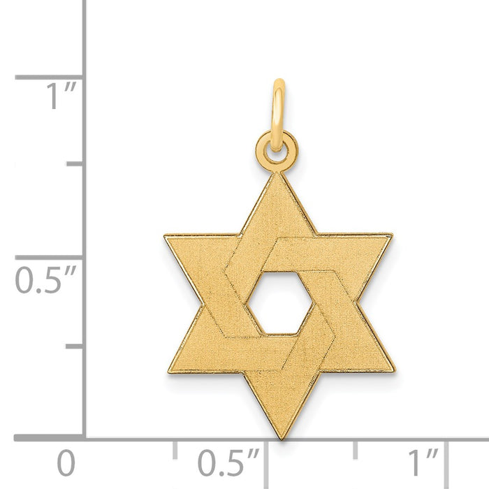 Million Charms 14K Yellow Gold Themed Laser Designed Religious Jewish Star Of David Pendant