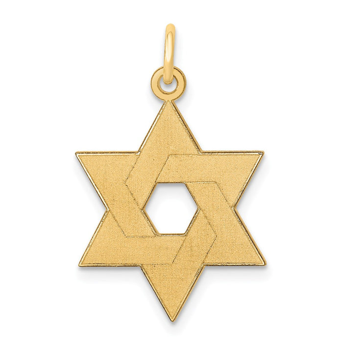 Million Charms 14K Yellow Gold Themed Laser Designed Religious Jewish Star Of David Pendant