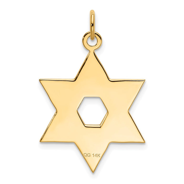 Million Charms 14K Yellow Gold Themed Laser Designed Religious Jewish Star Of David Pendant