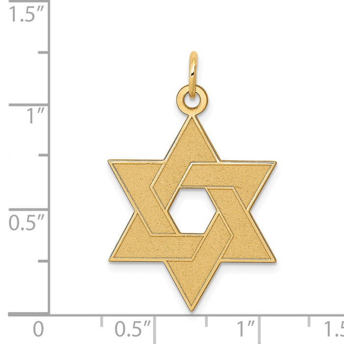 Million Charms 14K Yellow Gold Themed Laser Designed Religious Jewish Star Of David Pendant