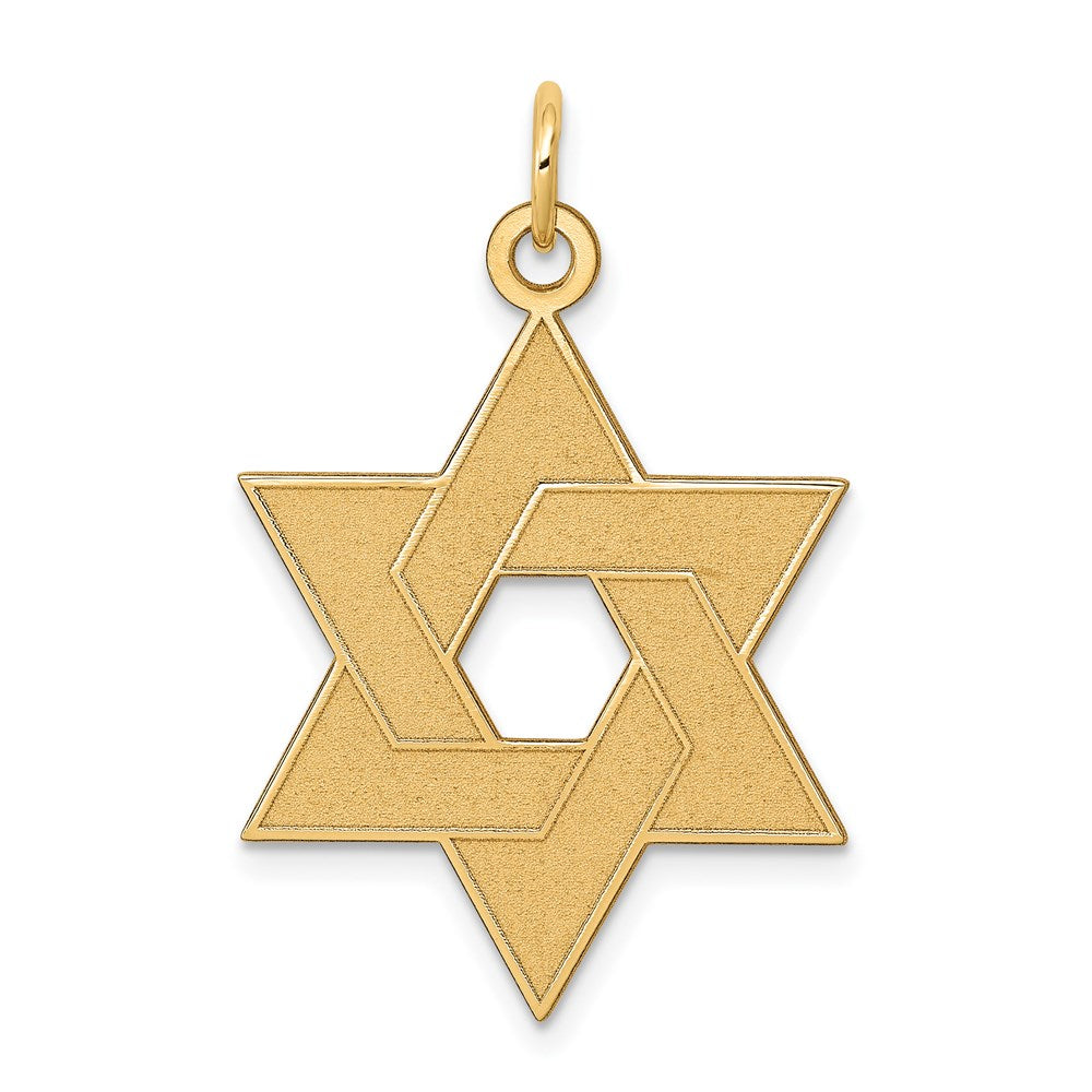 Million Charms 14K Yellow Gold Themed Laser Designed Religious Jewish Star Of David Pendant