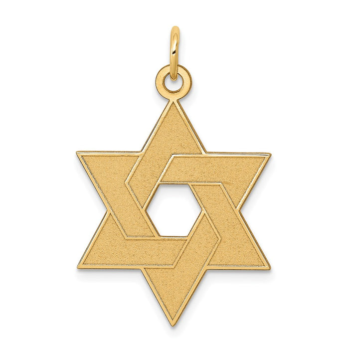 Million Charms 14K Yellow Gold Themed Laser Designed Religious Jewish Star Of David Pendant