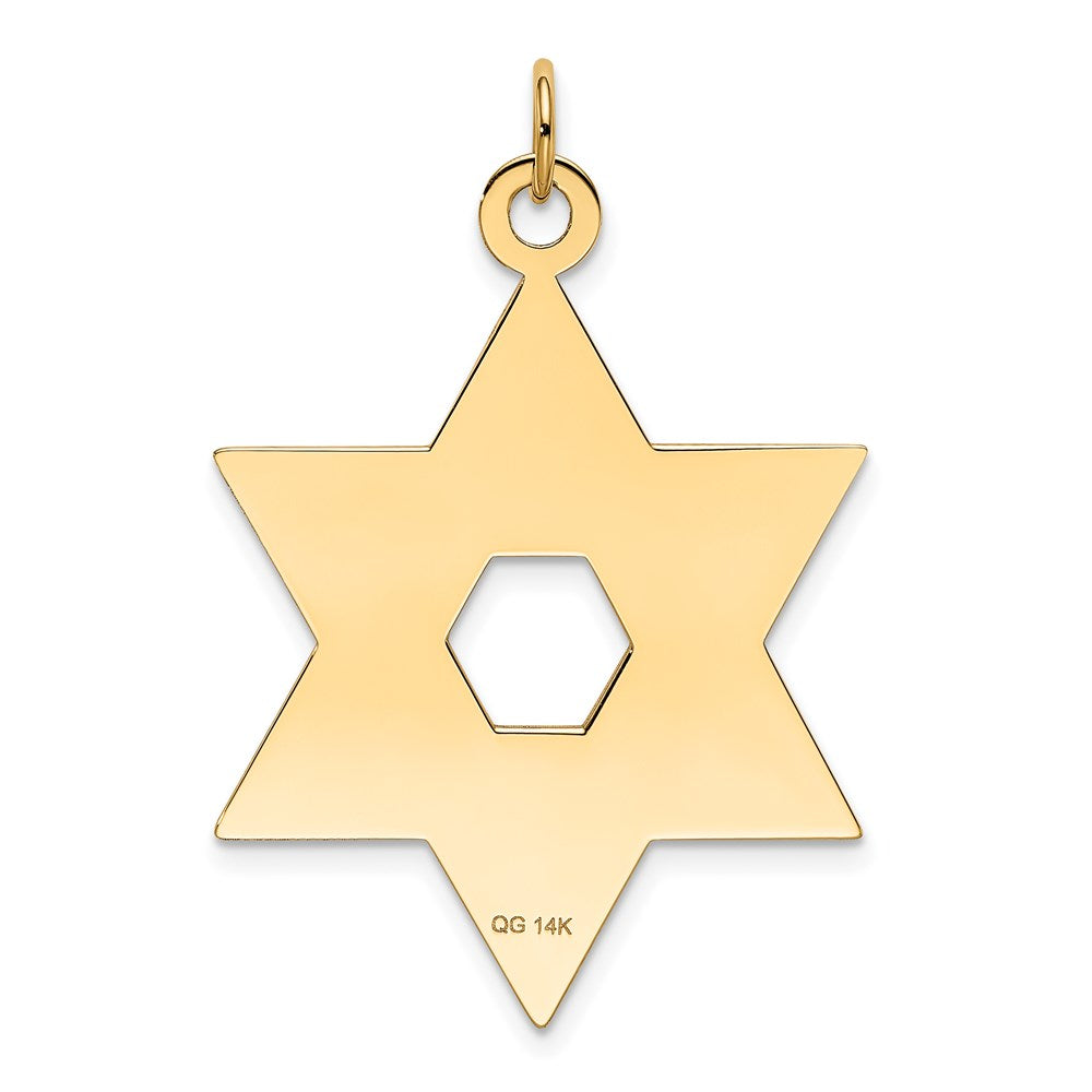 Million Charms 14K Yellow Gold Themed Laser Designed Religious Jewish Star Of David Pendant