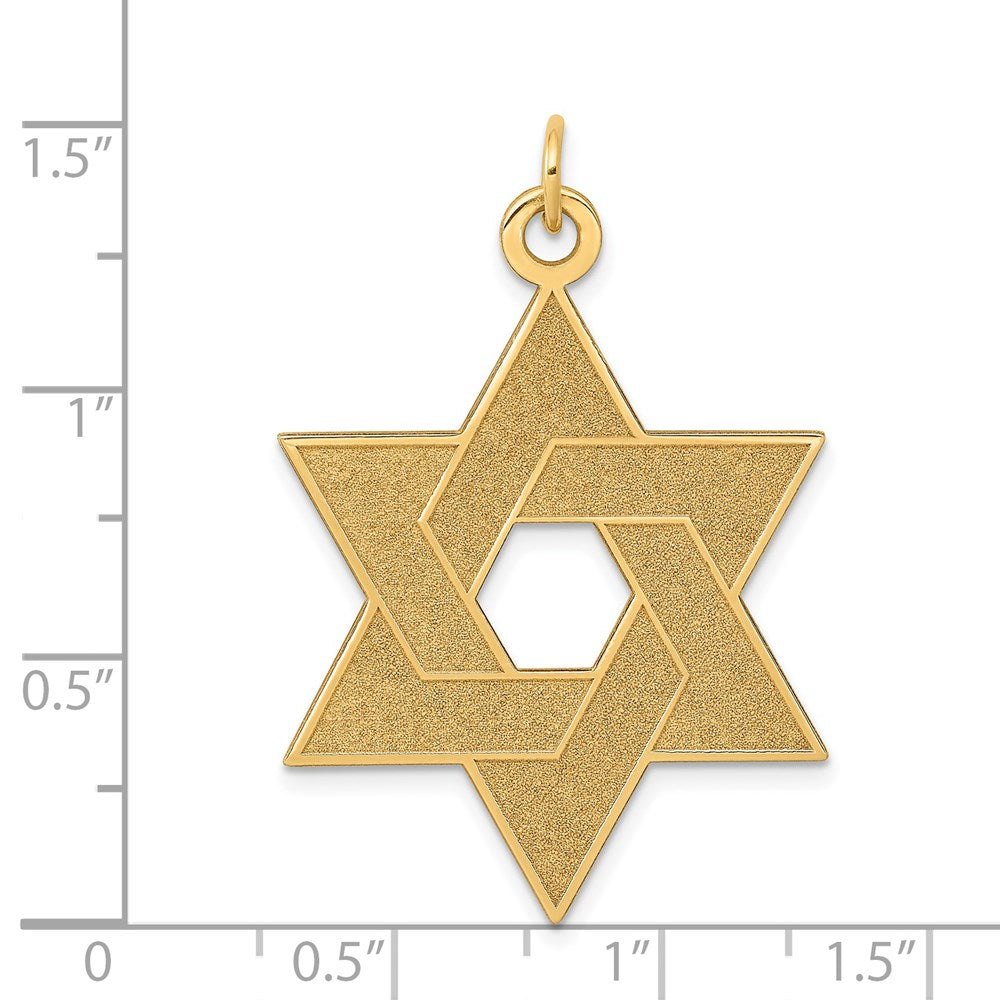 Million Charms 14K Yellow Gold Themed Laser Designed Religious Jewish Star Of David Pendant