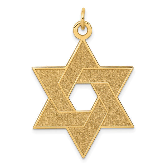 Million Charms 14K Yellow Gold Themed Laser Designed Religious Jewish Star Of David Pendant