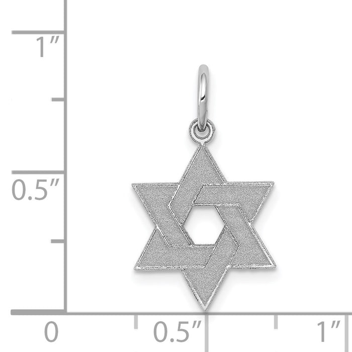 Million Charms 14K White Gold Themed Laser Designed Religious Jewish Star Of David Charm