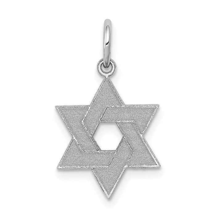 Million Charms 14K White Gold Themed Laser Designed Religious Jewish Star Of David Charm