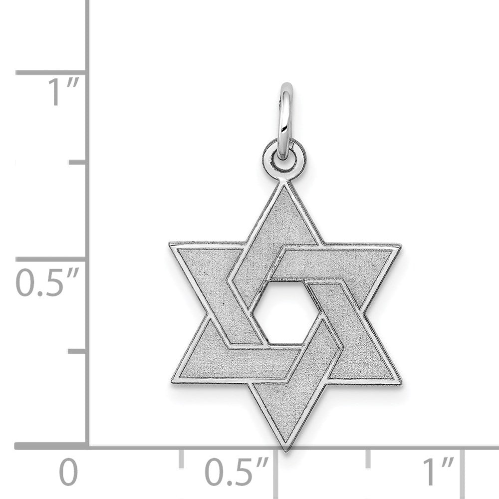 Million Charms 14K White Gold Themed Laser Designed Religious Jewish Star Of David Pendant