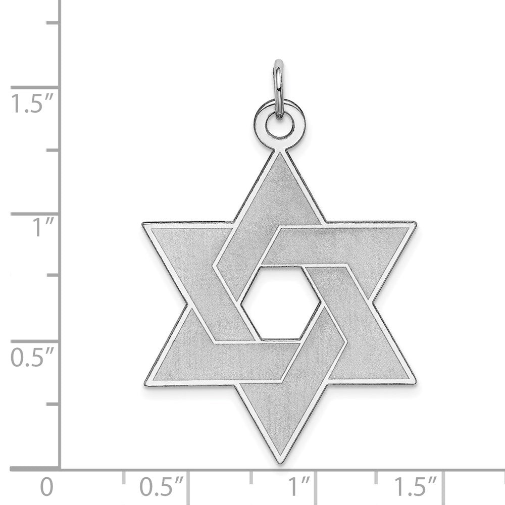Million Charms 14K White Gold Themed Laser Designed Religious Jewish Star Of David Pendant